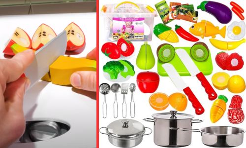 Cutting Play Food Set and Pretend Cookware Set