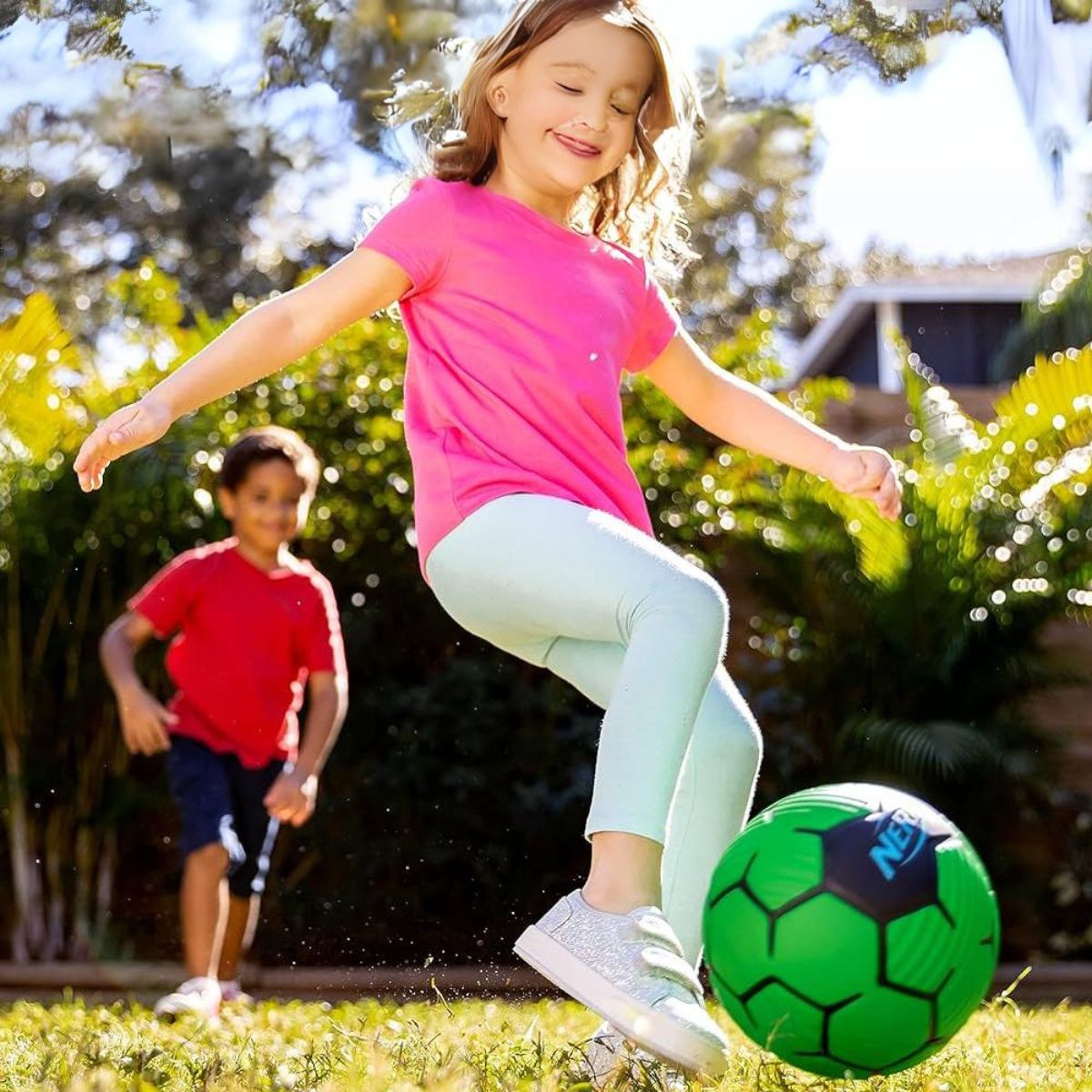 Kids playing with Nerf sports foam ball